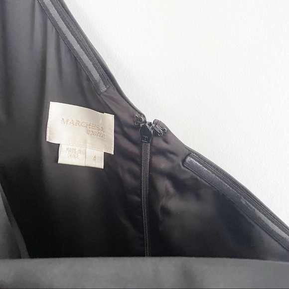 Marchesa Notte Silk Black Ruffle One Shoulder Dress size 4 - Picture 6 of 12